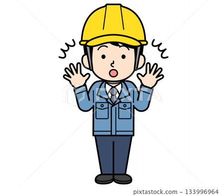 A surprised male site supervisor wearing a helmet A surprised male site supervisor wearing a helmet 133996964