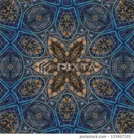 Turkish Islamic ornamental boho Pattern. Luxury Persian Mandala Tile Art & Ornate Middle Eastern mystic Ornament Design 133997105