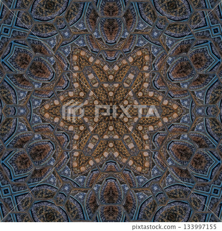 Turkish Islamic ornamental boho Pattern. Luxury Persian Mandala Tile Art & Ornate Middle Eastern mystic Ornament Design 133997155