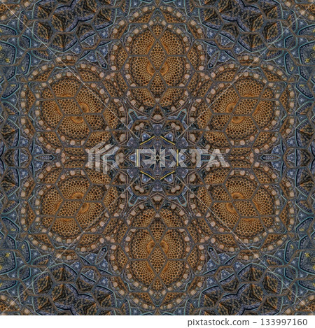 Turkish Islamic ornamental boho Pattern. Luxury Persian Mandala Tile Art & Ornate Middle Eastern mystic Ornament Design 133997160