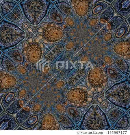 Turkish Islamic ornamental boho Pattern. Luxury Persian Mandala Tile Art & Ornate Middle Eastern mystic Ornament Design 133997177