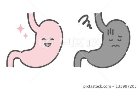 健康胃與不健康胃的比較圖(人物、胃炎、壓力) 健康胃與不健康胃的比較圖(人物、胃炎、壓力) 133997203