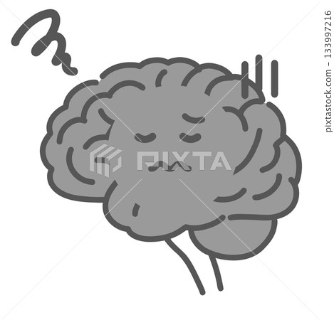 Character illustration of a brain malfunctioning due to stress (depression, fatigue, autonomic nervous system) 133997216
