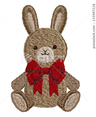 【絲帶兔毛絨玩具】手工刺繡插畫材料 133997228