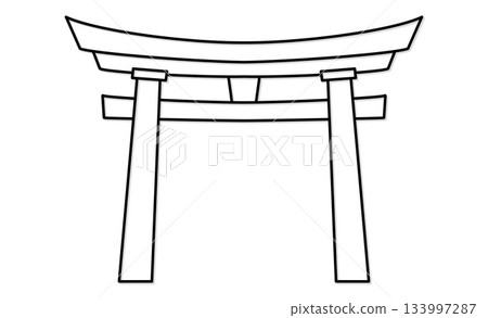 神社鳥居插圖(黑白)圖示插圖素材 神社鳥居插圖(黑白)圖示插圖素材 133997287
