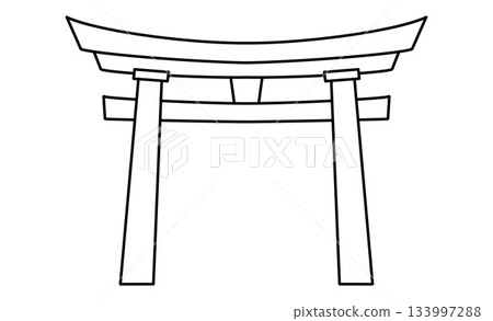 神社鳥居插圖（黑白）圖示插圖素材 133997288