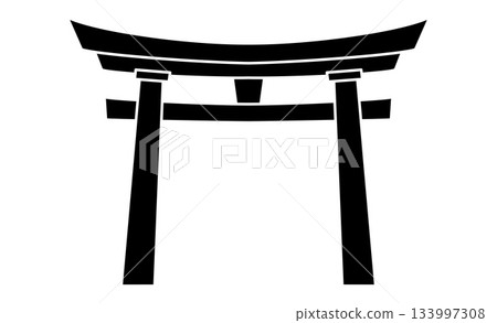 Shrine torii gate illustration (black and white) icon illustration material Shrine torii gate illustration (black and white) icon illustration material 133997308