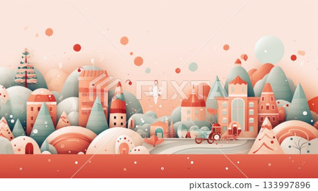 Playful holiday background with cute elements and creative design. 133997896