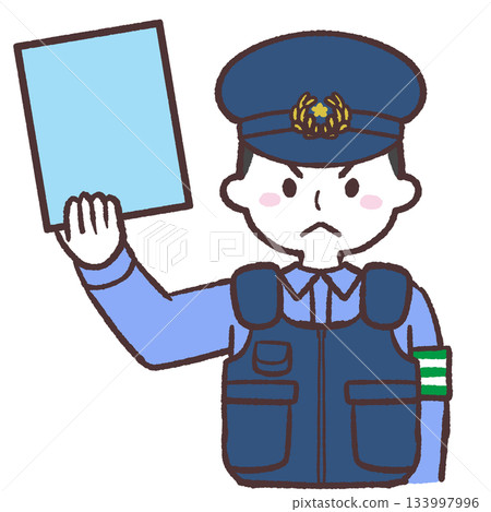 警察手持藍色罰單的插圖 133997996