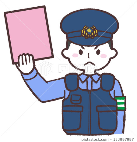 警察手持紅色罰單的插圖 133997997