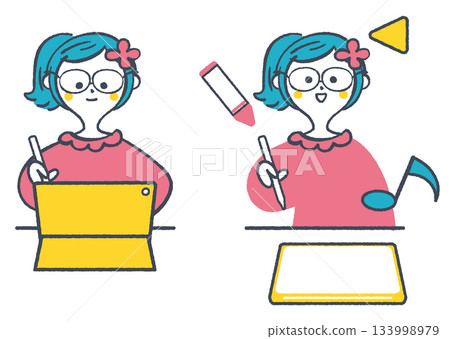 一套適合喜歡平板電腦學習、音樂和繪畫的小學生女生的兩件組產品。 133998979