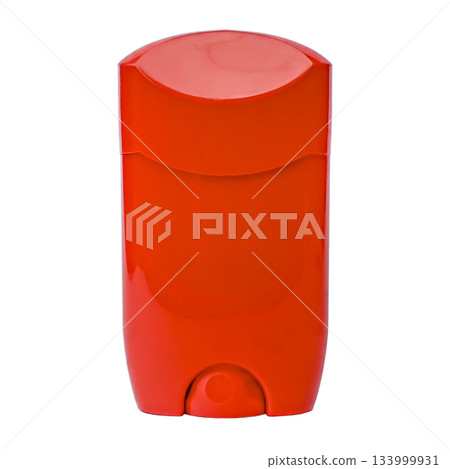 Red plastic deodorant container on a white background 133999931