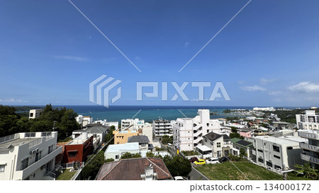 Aerial view of Nakadomari area in Onna Village, Okinawa 134000172