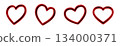 一組飽滿、光澤亮麗的3D圖標，鑲嵌在心形邊框中。採用血紅色裝飾材料。 134000371