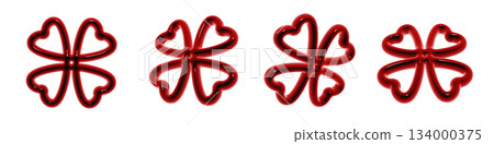 一套飽滿、光澤亮麗的3D圖標，帶有三葉草邊框。血紅色裝飾材料 134000375