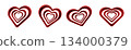 一套飽滿、光澤亮麗的3D心形圖示。血紅色裝飾材料 134000379