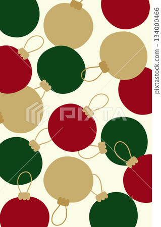 Christmas background in vector. Hanging ball red, green, and gold colors. Design for a flyer or greeting card. Christmas background in vector. Hanging ball red, green, and gold colors. Design for a flyer or greeting card. 134000466