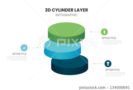 3d cylinder block layers business infographic template with 3 steps template. 3d cylinder block layers business infographic template with 3 steps template. 134000691