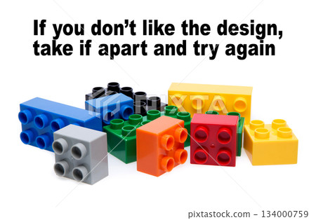 Building blocks with quote for design and trying again 134000759