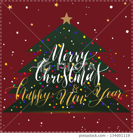 Elegant Christmas Tree With Festive Colorful Confetti Elegant Christmas Tree With Festive Colorful Confetti 134001119