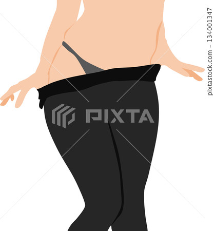 Illustration of a woman's legs taking off jeans Illustration of a woman's legs taking off jeans 134001347