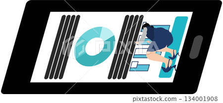 Illustration of a businesswoman creating materials for a meeting Illustration of a businesswoman creating materials for a meeting 134001908