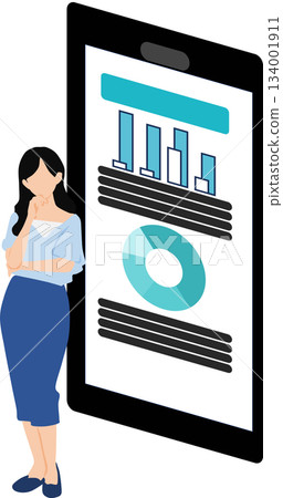 Illustration of a businesswoman creating materials for a meeting Illustration of a businesswoman creating materials for a meeting 134001911