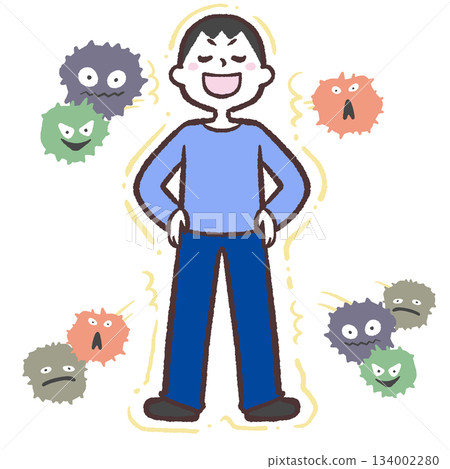 具有強大免疫力的男子的插圖 134002280