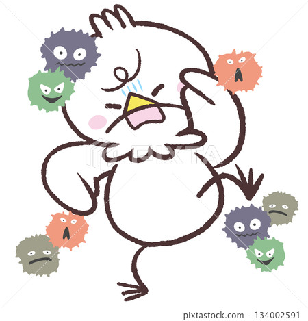 一幅白鳥遭受病毒攻擊的插圖 134002591