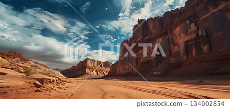 壯麗的沙漠景觀與蔚藍的天空 壯麗的沙漠景觀與蔚藍的天空 134002854