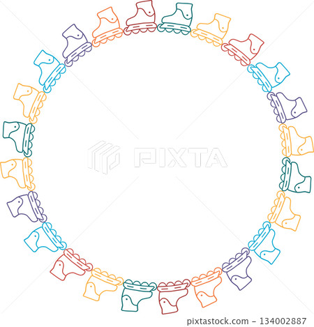 Roller Skates frame. Colorful design for players template. Frame with empty space for your text 134002887