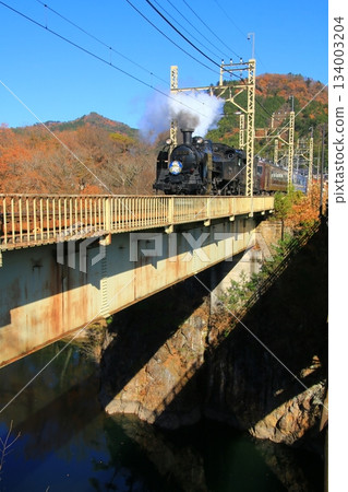 Crossing the Kinugawa Bridge in late autumn... [SL Taiju] No. 2 C11207 134003204