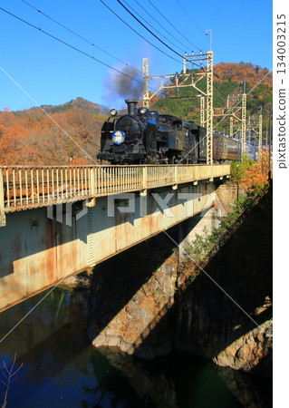 Crossing the Kinugawa Bridge in late autumn... [SL Taiju] No. 2 C11207 134003215