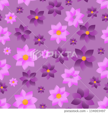 A pattern with multicolored flowers is a pattern without a background. 134003497