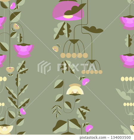 A pattern with multicolored flowers is a pattern without a background. 134003500