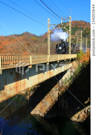 Crossing the Kinugawa Bridge in late autumn... [SL Taiju No. 2] C11207 134003644
