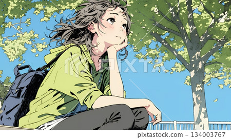 一位患有五月憂鬱症的年輕女大學生 134003767