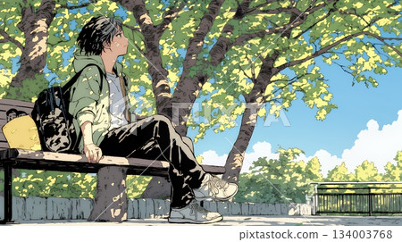 患有五月病的年輕男大學生 134003768