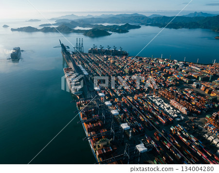 Aerial view of Yantian international container terminal in Shenzhen city, China Aerial view of Yantian international container terminal in Shenzhen city, China 134004280