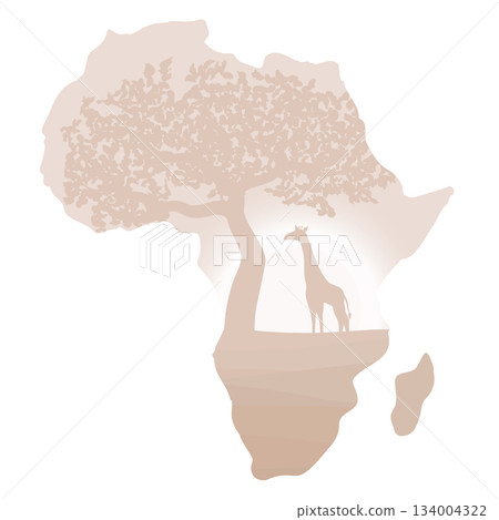africa continent silhouette with landscape 134004322