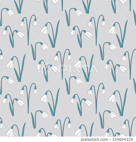 snowdrop seamless pattern 134004329