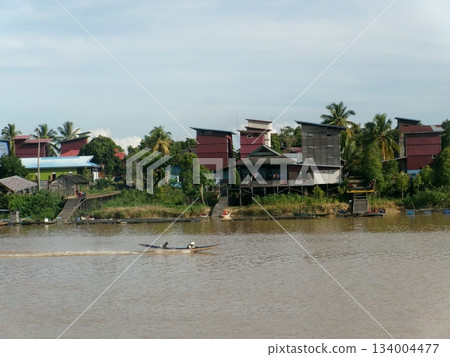 Kalimantan Island Floating Village Mahakam River Kalimantan Island Floating Village Mahakam River 134004477