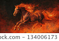 馬兒奔跑在火焰中 134006173