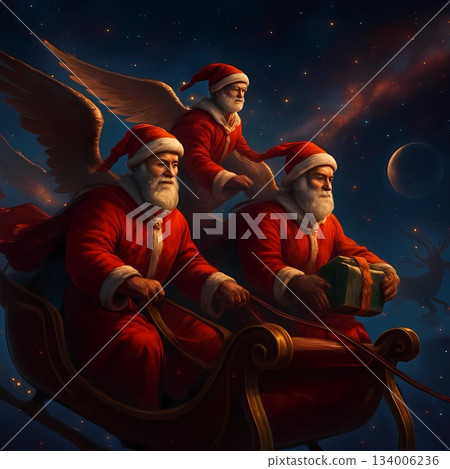 santa claus carrying christmas gifts 134006236