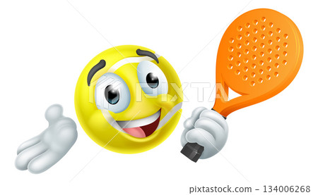 Padel Paddle Ball Tennis Cartoon Mascot Emoticon Padel Paddle Ball Tennis Cartoon Mascot Emoticon 134006268