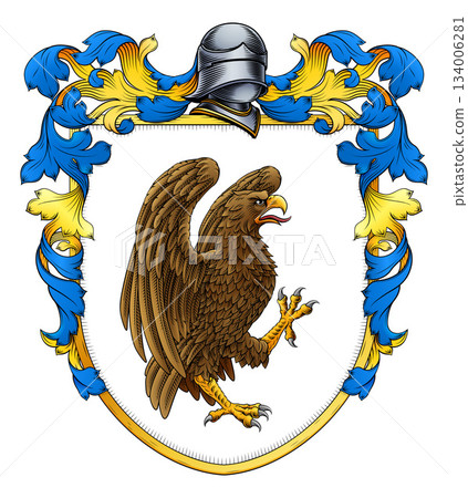 Eagle Coat of Arms Family Crest Heraldic Shield Eagle Coat of Arms Family Crest Heraldic Shield 134006281