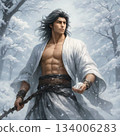一名男子在雪地裡練習 134006283