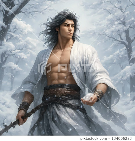 一名男子在雪地裡練習 一名男子在雪地裡練習 134006283
