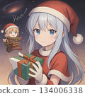 女孩送聖誕禮物 134006338
