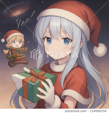 女孩送聖誕禮物 134006338